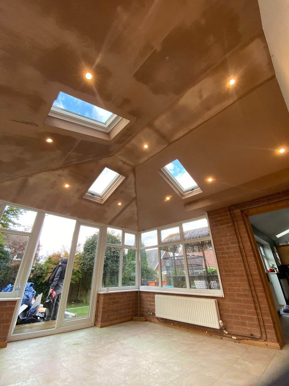Plastered ceiling before paint