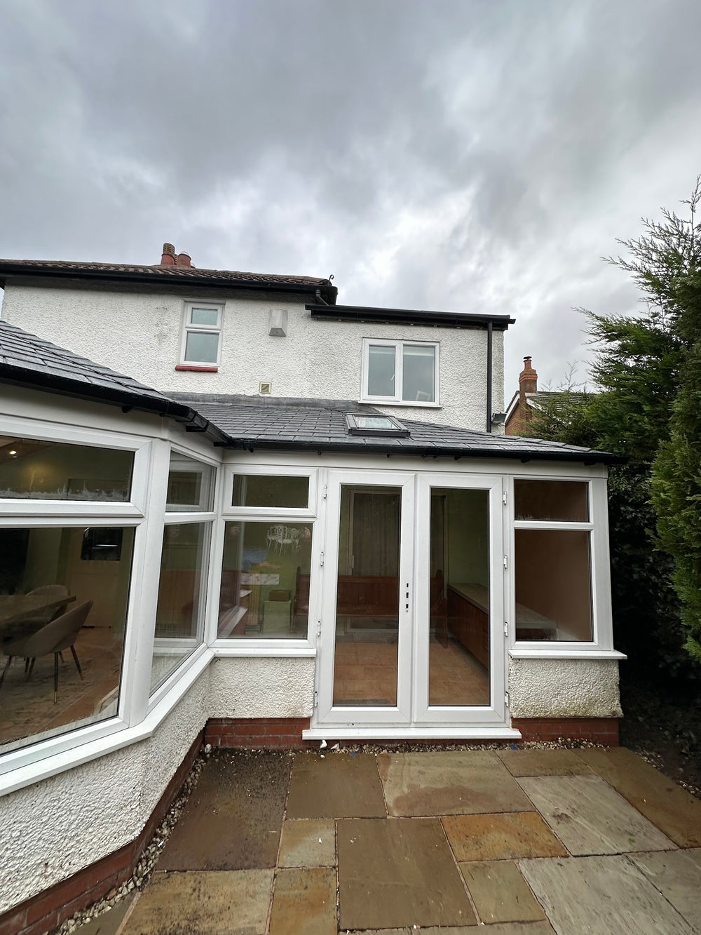 Finished tiled roof from the garden