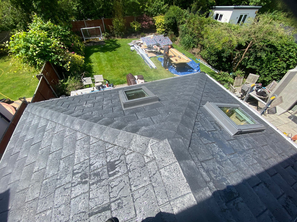 Slate roof from above