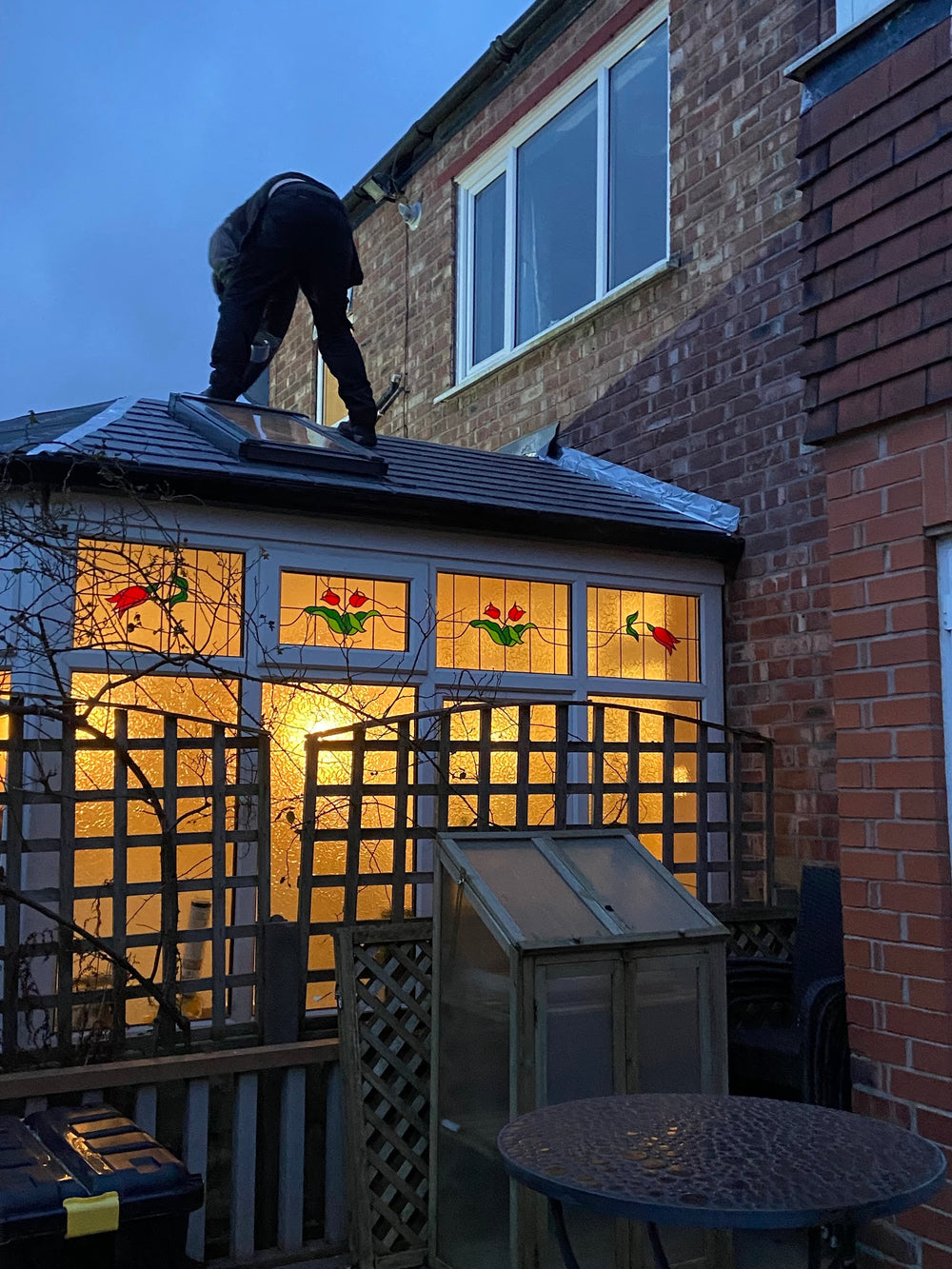 The team on the roof, late afternoon