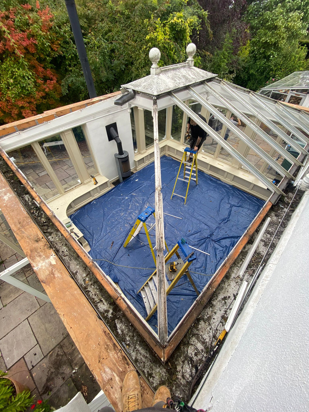 Old roof off, ready for the new structure