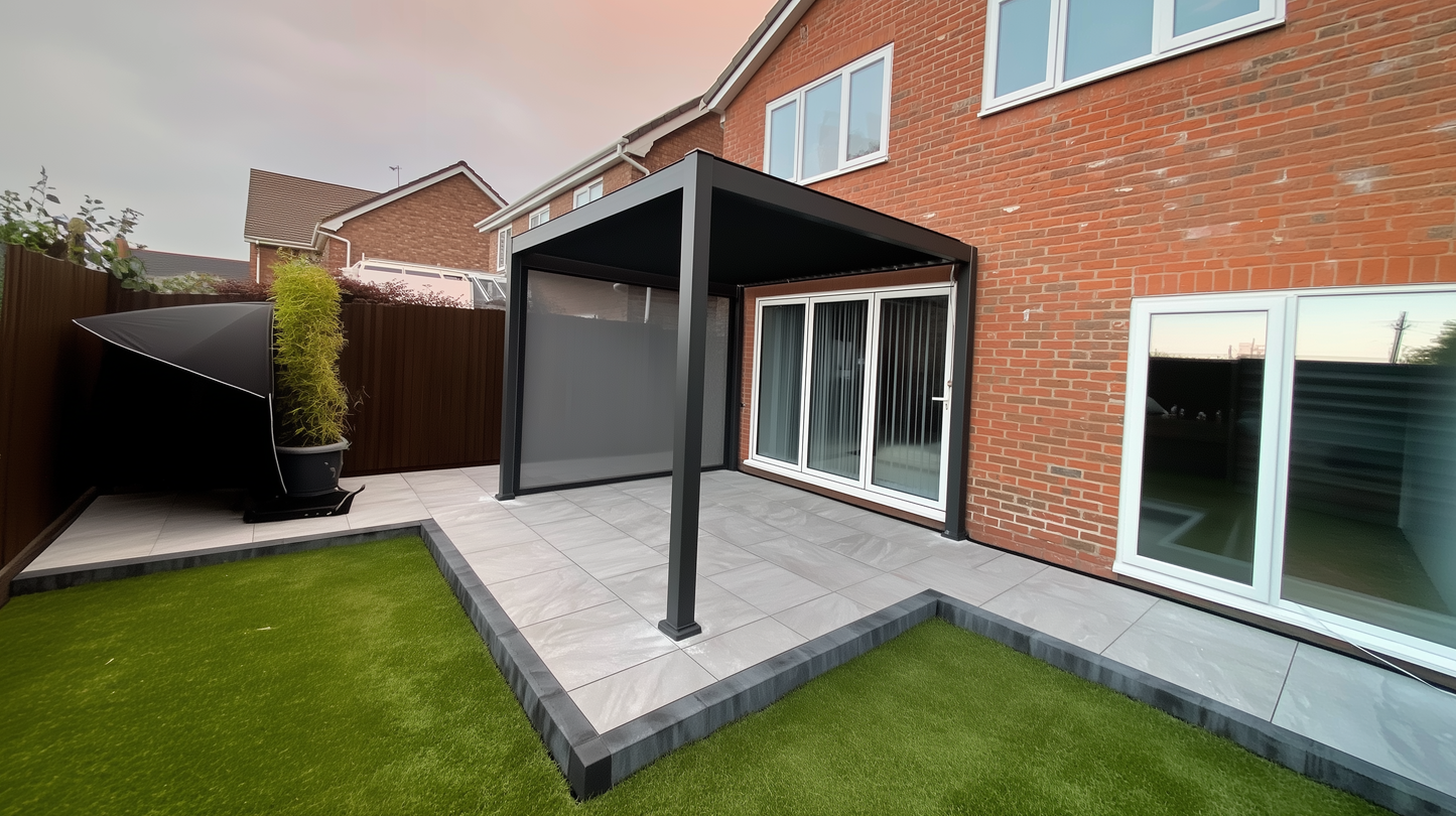 Hartman Como Aluminium Pergola (3x3 m & 4x3 m) – Adjustable Louvered Roof with Solar LED Lights