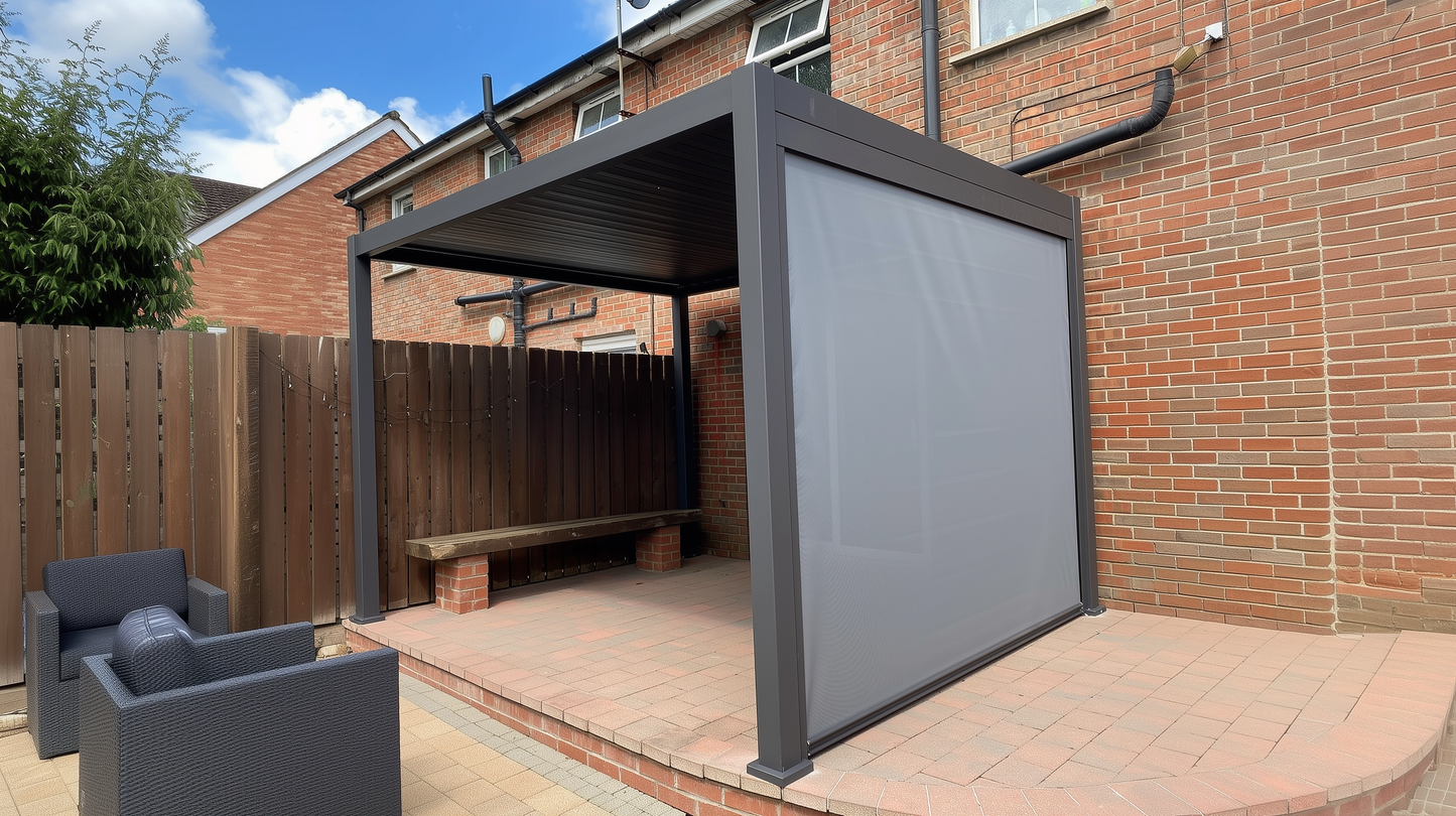 Hartman Como Aluminium Pergola (3x3 m & 4x3 m) – Adjustable Louvered Roof with Solar LED Lights