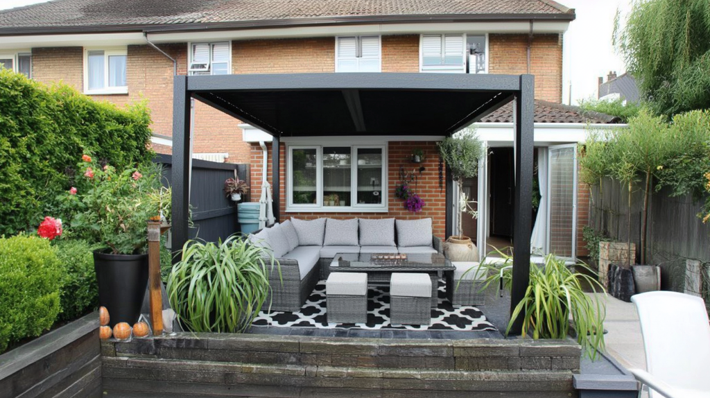 Hartman Como Aluminium Pergola (3x3 m & 4x3 m) – Adjustable Louvered Roof with Solar LED Lights