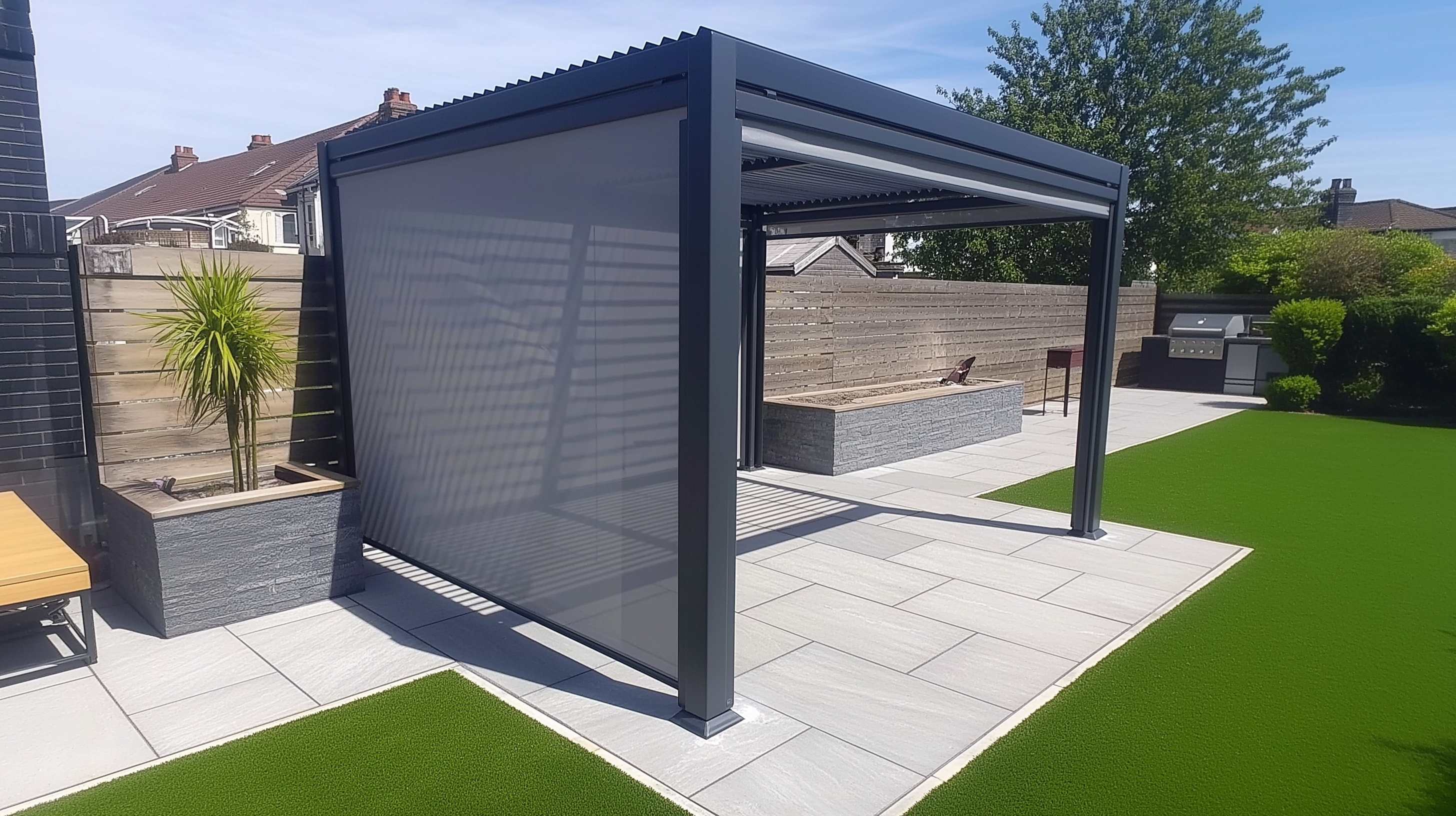Hartman Como Aluminium Pergola (3x3 m & 4x3 m) – Adjustable Louvered Roof with Solar LED Lights